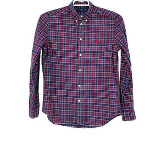 Boys Ralph Lauren Blue Red Plaid Button Down‎ Shirt Size XL 18/20